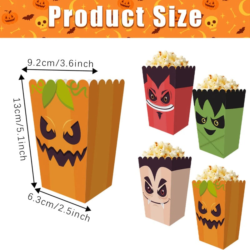 12 Pieces Halloween Popcorn Box Halloween Party Favor Snack Treat