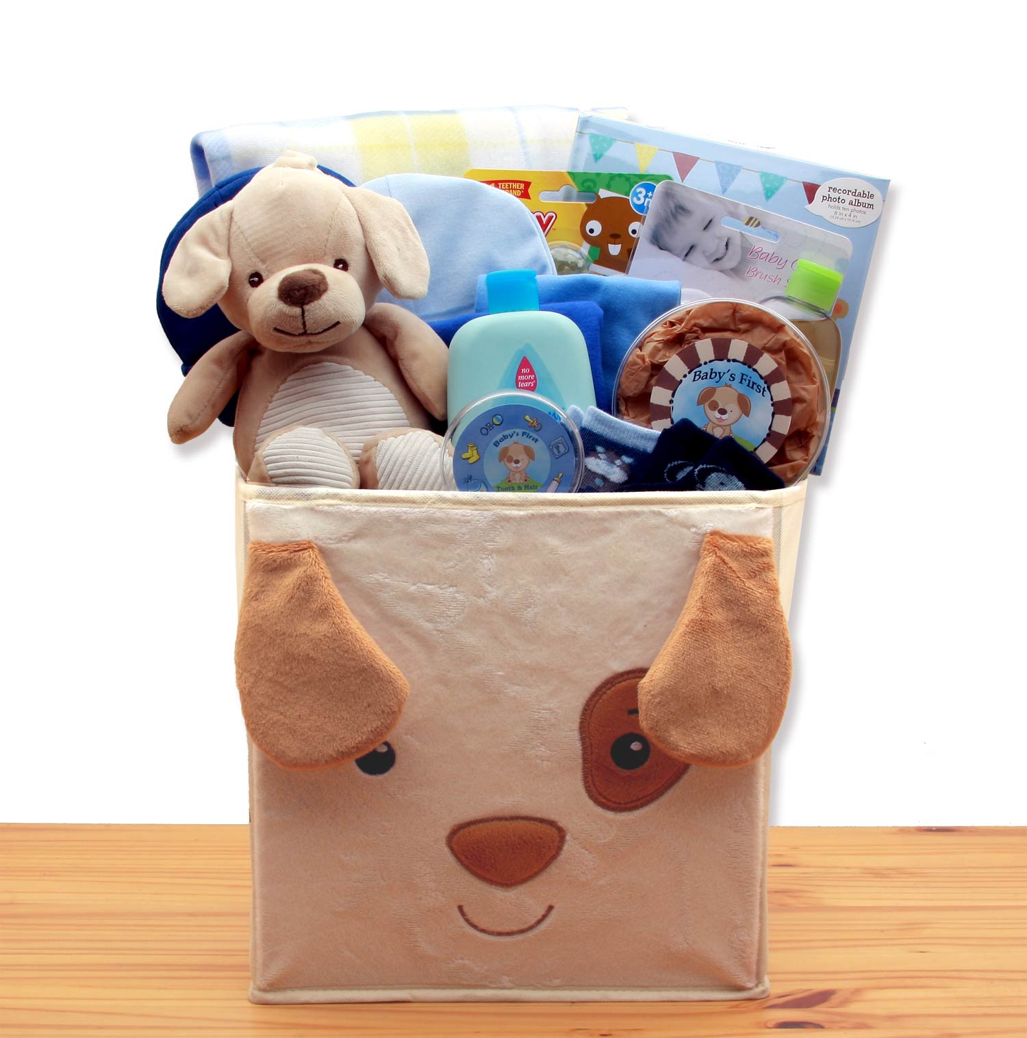 Puppy Tails  New Baby Gift Basket-  baby boy gift basket - new baby