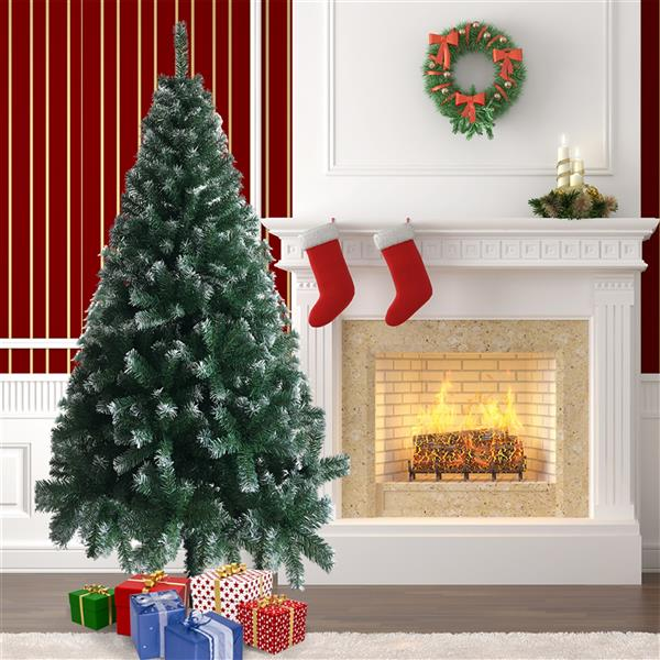 6FT Snow Flocked Christmas Tree – Pre-lit Holiday Decoration for Home